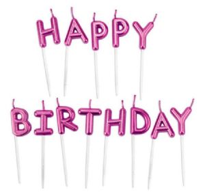 נרות HAPPY BIRTHDAY- ורוד