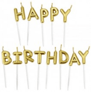 נרות HAPPY BIRTHDAY - זהב