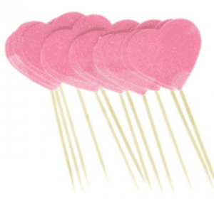 קיסמים גליטר לב ורוד