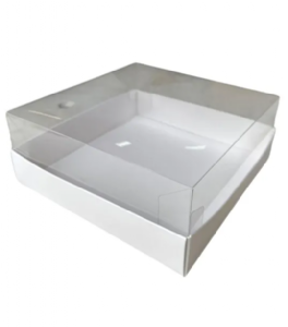 קרטון לעוגה - מכסה שקוף 10 יח'- 24X24