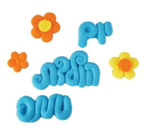 קישוטי בצק סוכר - יום הולדת שמח תכלת